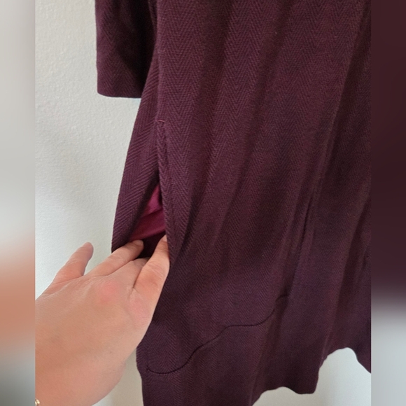 J. Jill Dress Herringbone Ponte Knit 3/4 Sleeve Scoop Neck Burgundy Size Small - Picture 6 of 10